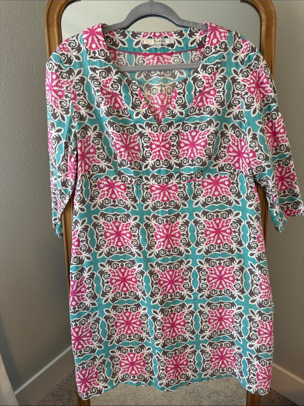 Boden Pink and Teal Printed Tunic Dress